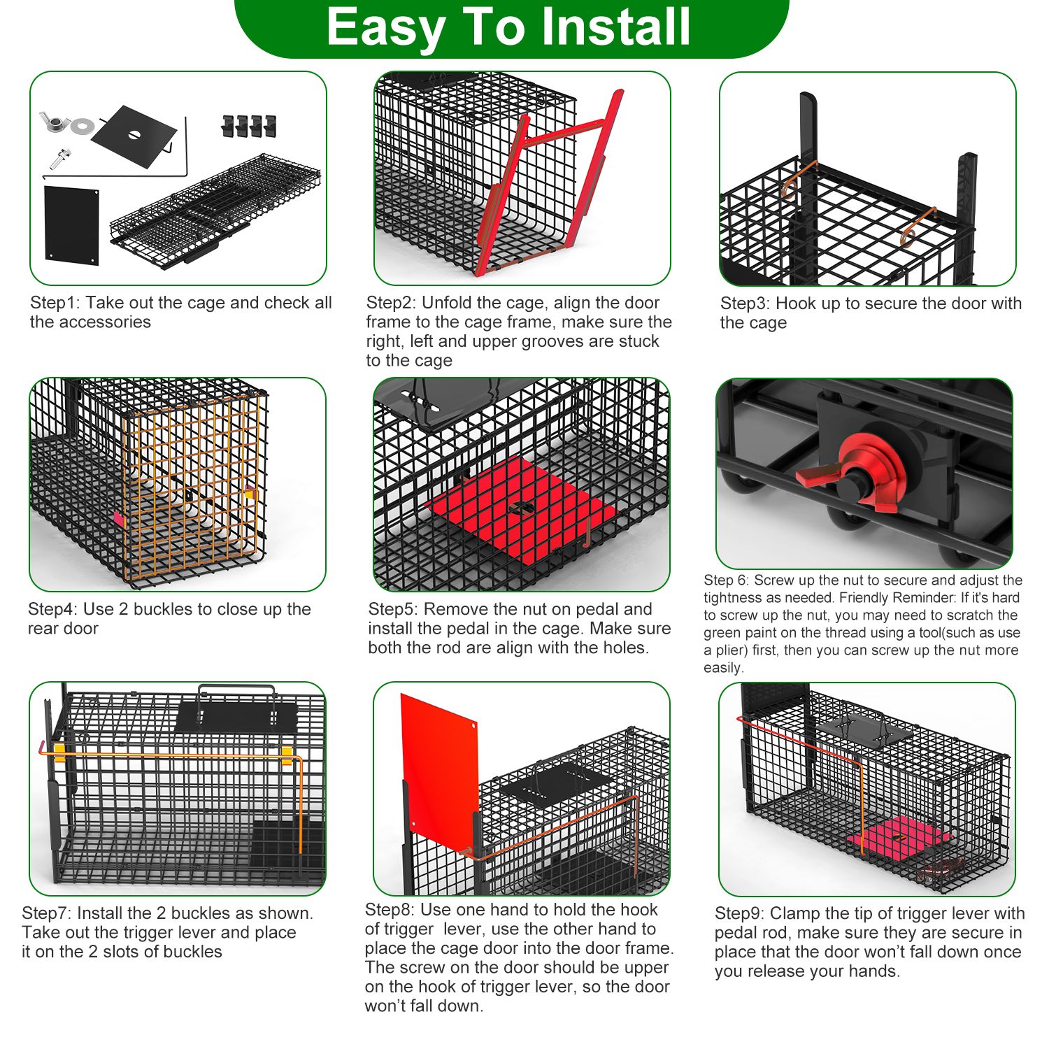 Live Animal Cage Trap For Animals Humane Galvanized Iron Trap Cage For Raccoons Armadillos Foxes Opossums Muskrats Beavers 26in 32in 40in Size Options — image 9