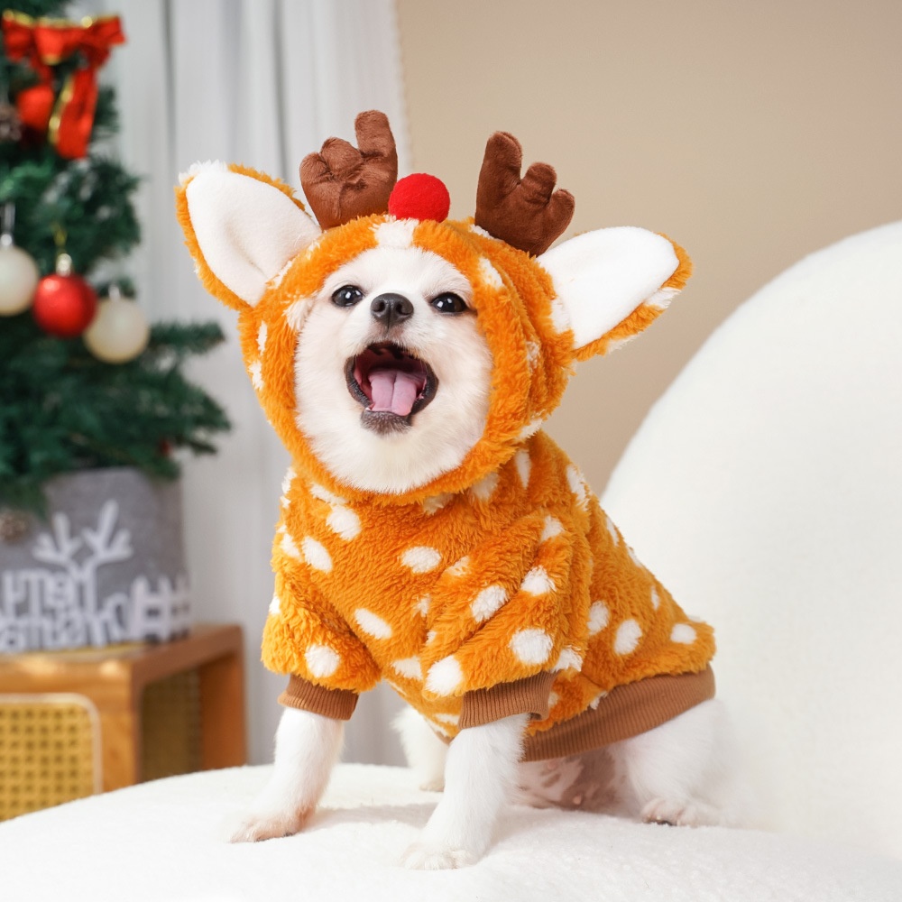 Pet Dog Cat Christmas Cat Clothes Elk Autumn and Winter Plush Medium Dog Fighting Cat Supplies Transformation Clothes — image 2