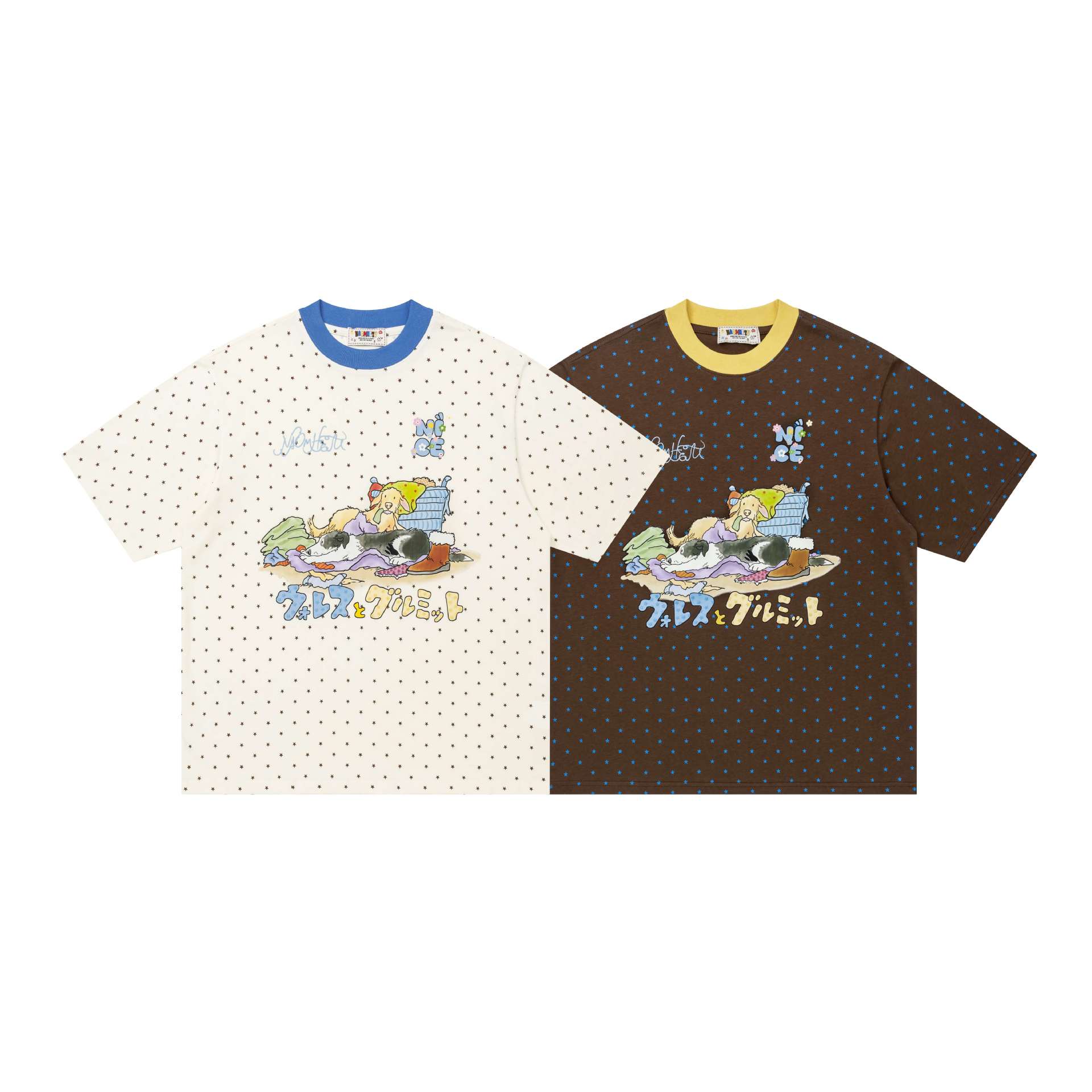 Ilustración de Perros en Onda Punto Camiseta Corta Manga — imagen 6