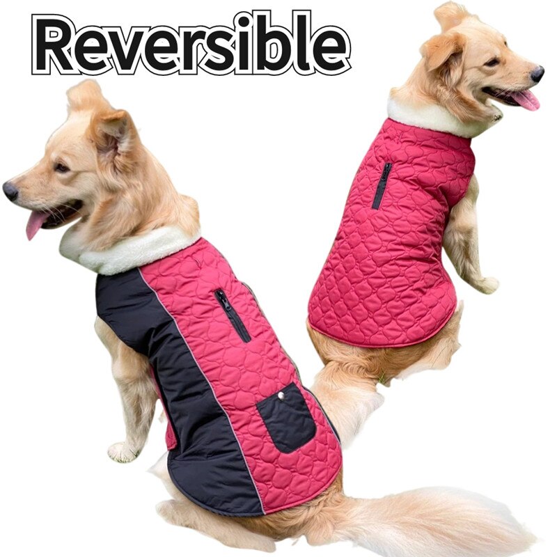 Pocket Autumn and Winter Pet Clothes Cotton Coat Double-sided Can Wear Dog Vest Reflective Waterproof Design Dog Clothing — image 1