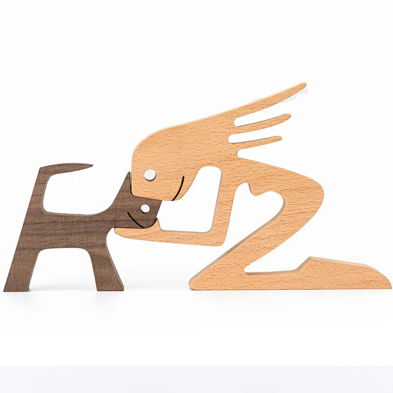 Escultura de Madera para Decoración de Hogar con Perro y Dueño - Regalo de Navidad para Amantes de los Animales — imagen 54