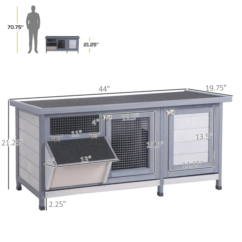 Wooden Rabbit Hutch Bunny Hutch Cage Guinea Pig With Waterproof Roof, No Leak Tray And Feeding Trough, For Rabbits, Chickens, Ducks — imagen 1
