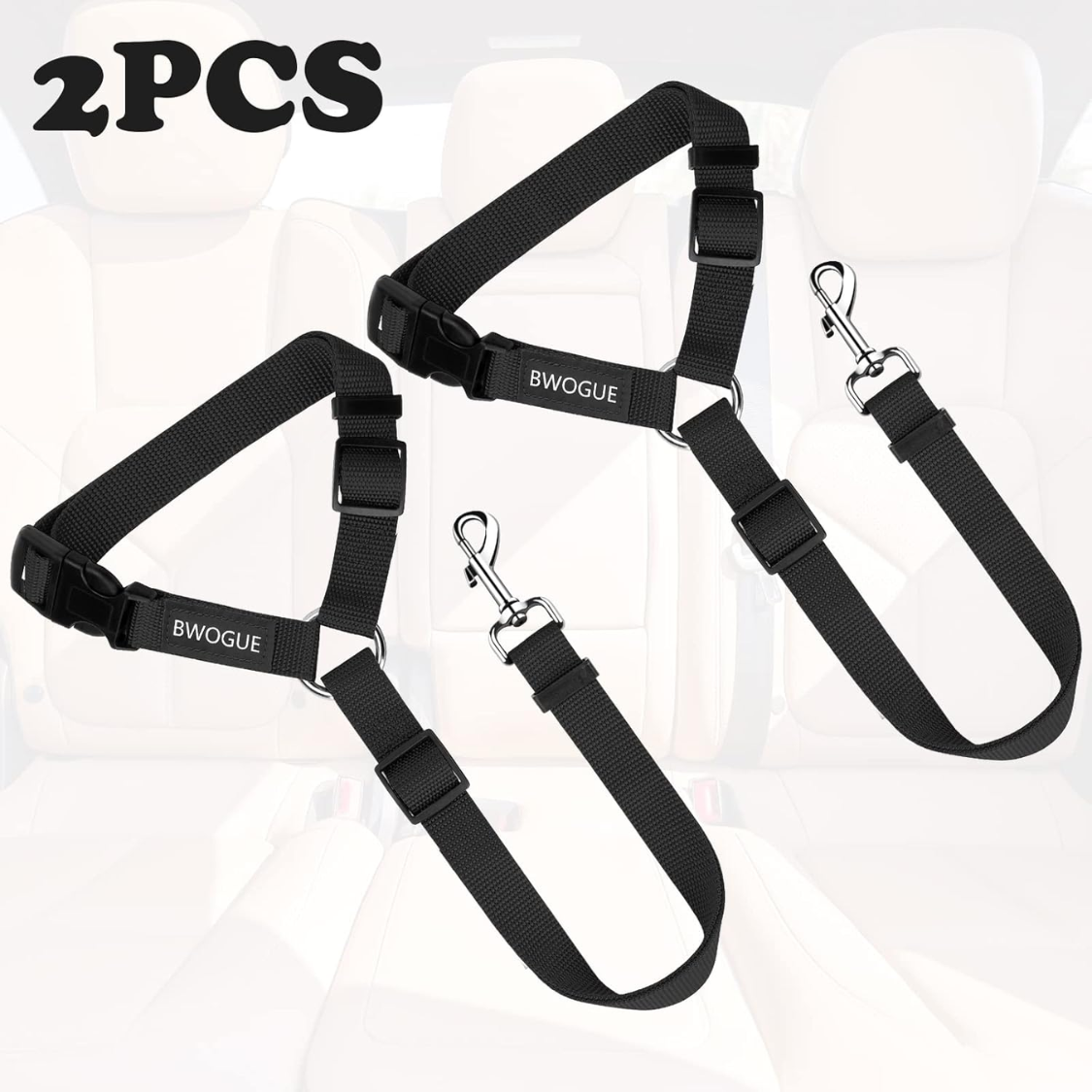 Paquete de 2 Cinturones de Seguridad para Perros para Auto, Correas de Seguridad con Sujeción al Reposacabezas — imagen 4