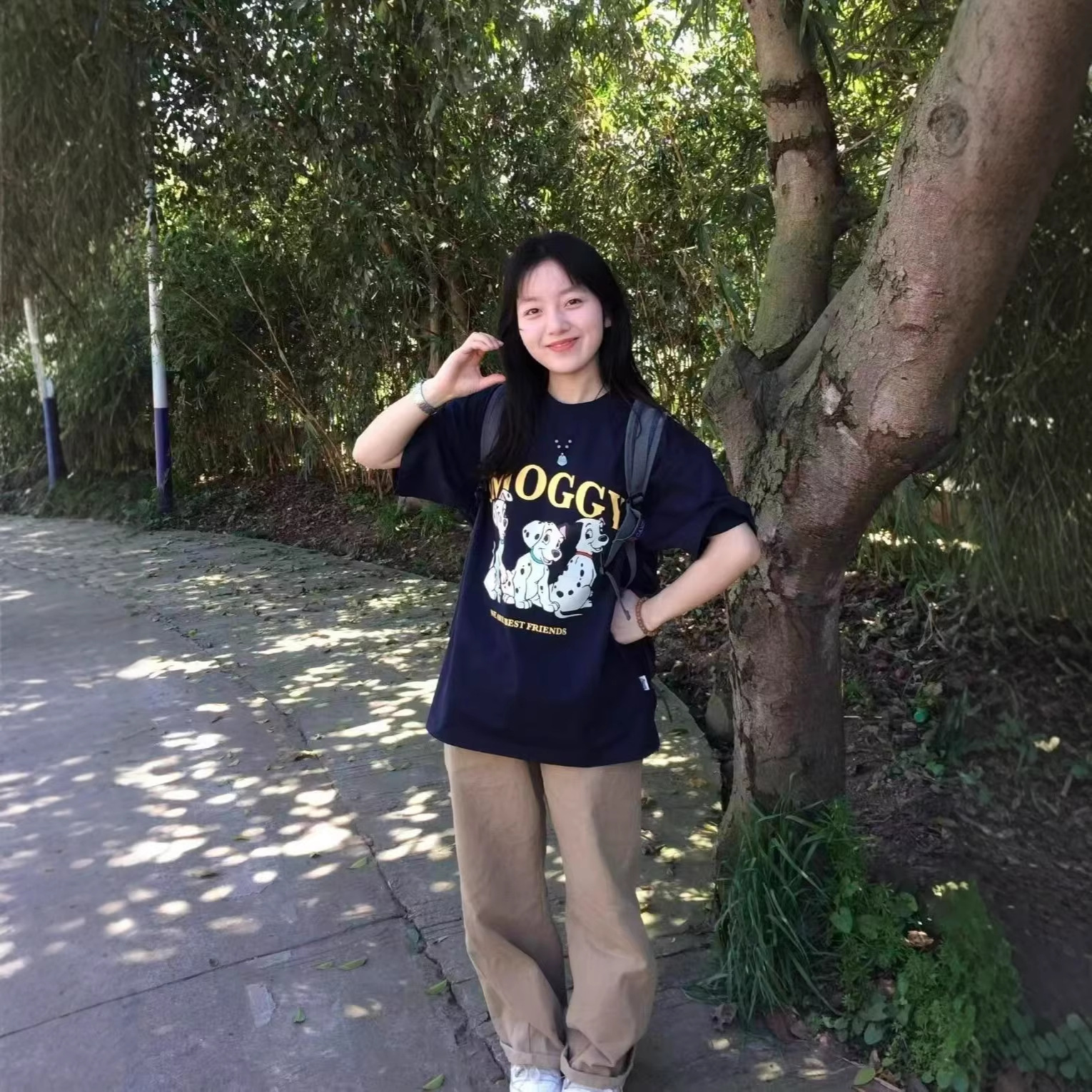 Camiseta de manga corta con estampado de perro en algodón para estudiantes — imagen 5