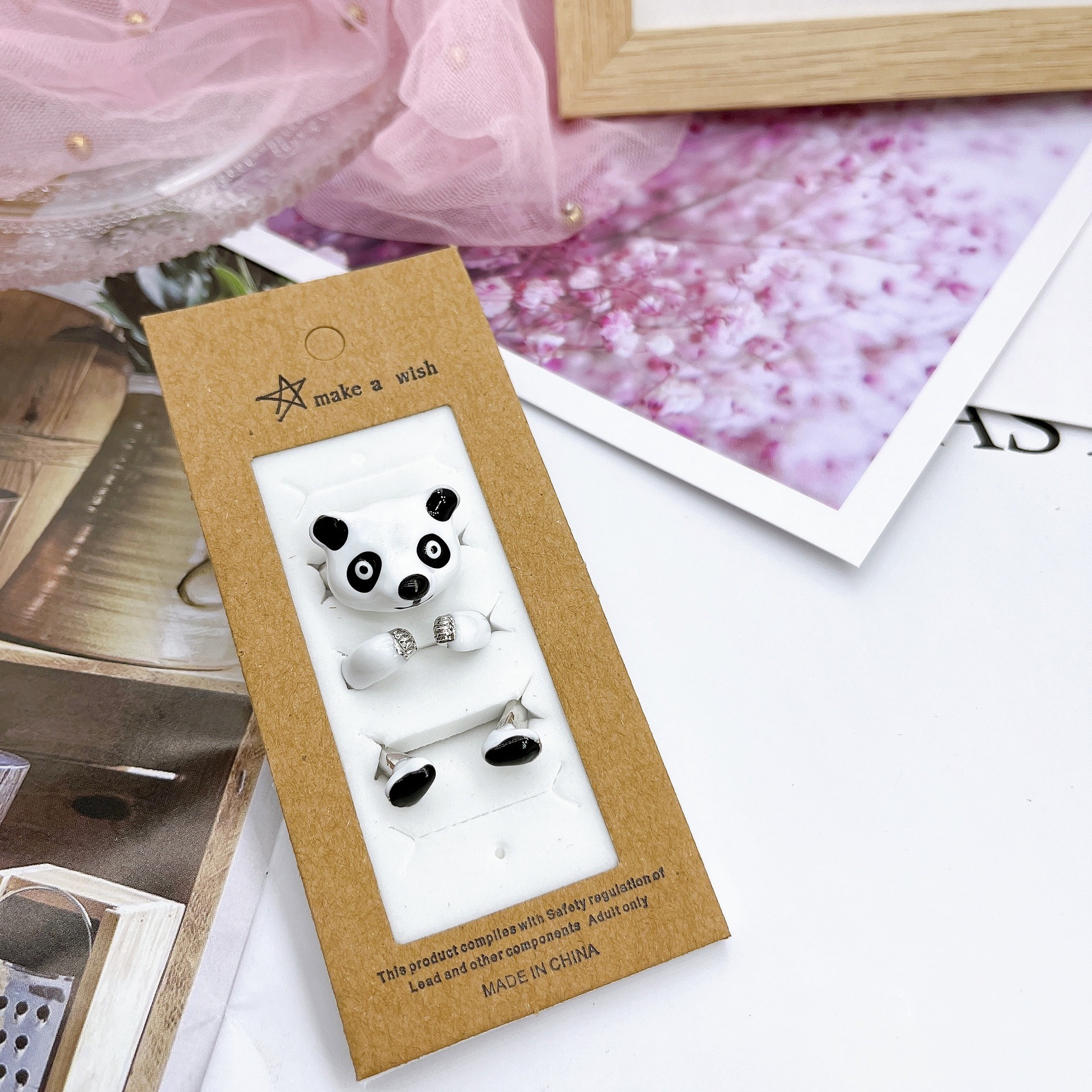 New Combination Ring Fashion Creative Panda Ring Can Be Split into Small Jewelry Combination Set Ring — image 7
