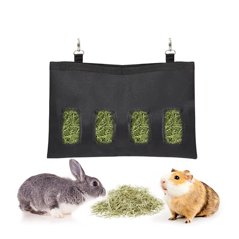 Bolsa de Alimento para Conejo Bolsillo Suspendido Contenedor Rápido Negro Duradero para Conejos Caviares y Pequeños Animales Menores — imagen 1