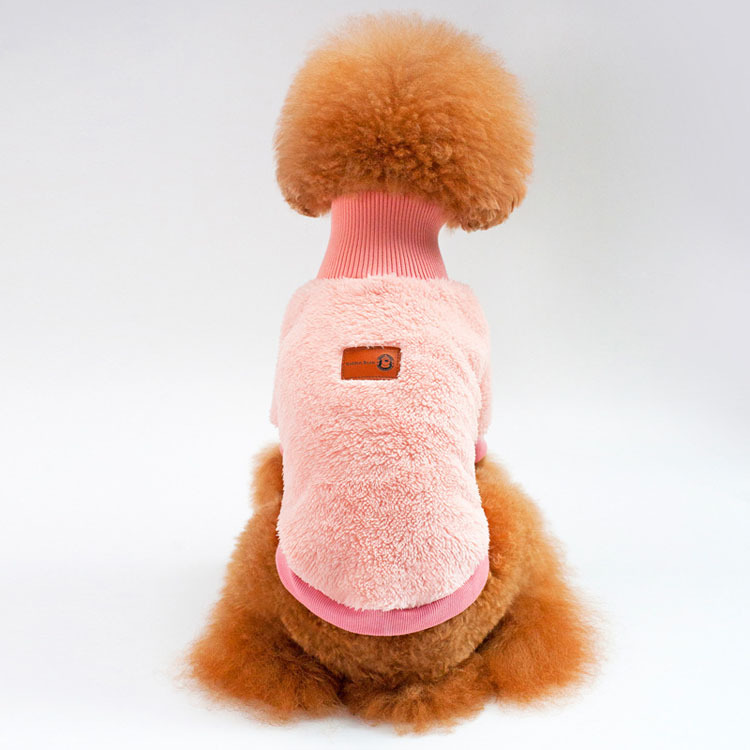Winter New Pet Clothes Coral Fleece Solid Color Turtleneck Dog Clothes Pet Supplies — image 3