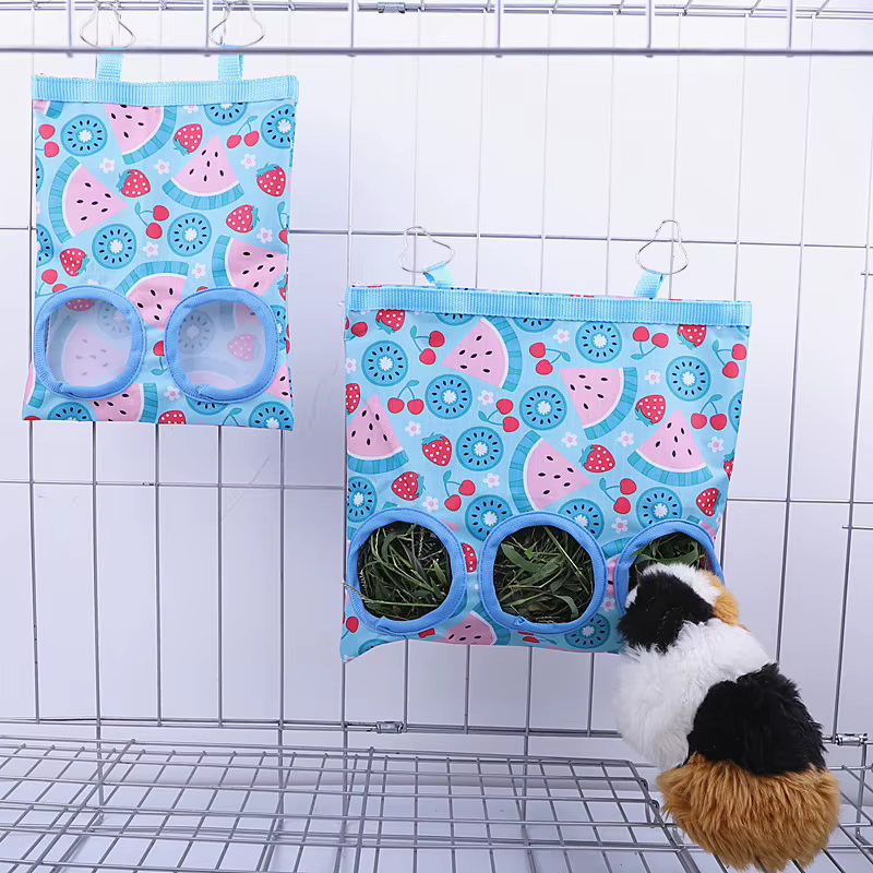 Rabbit Hay Bag 2/3 Holes Hanging Dry Grass Feeder for Guinea Pig Bunny Chinchillas Rats Small Animal Food Storage Bag — image 6