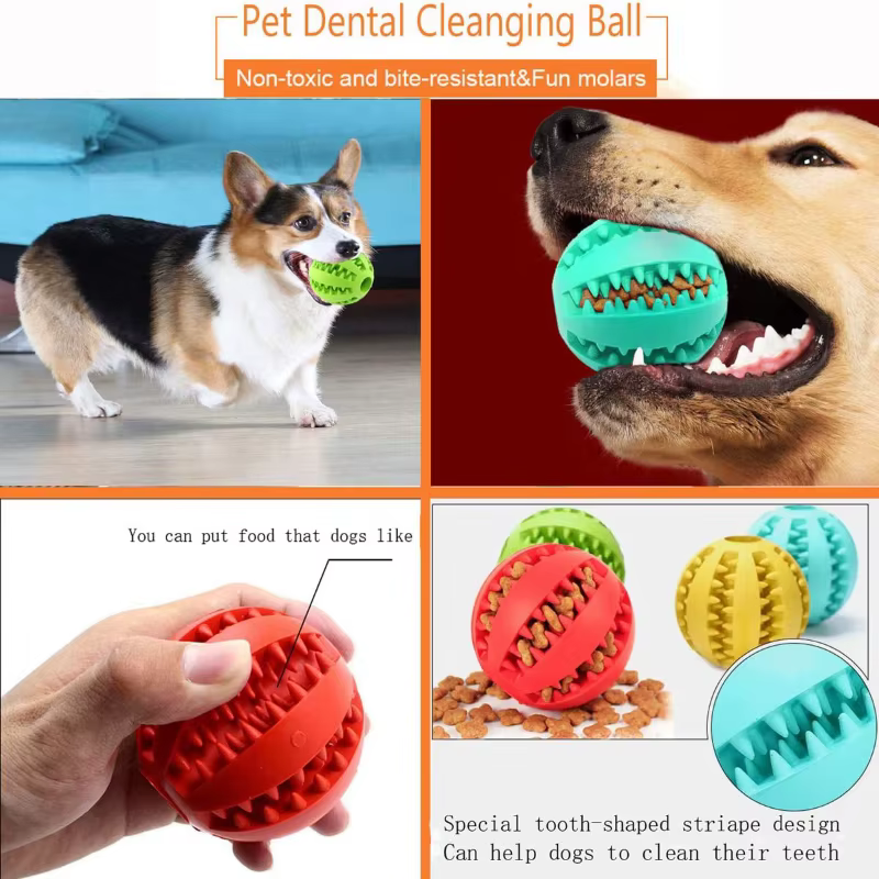 Pelota Interactiva de Goma para Perros Juguetes para Cachorros Limpiador de Dientes y Comida para Mascotas Pelotas de Goma Resistentes para Gatos y Perros — imagen 2