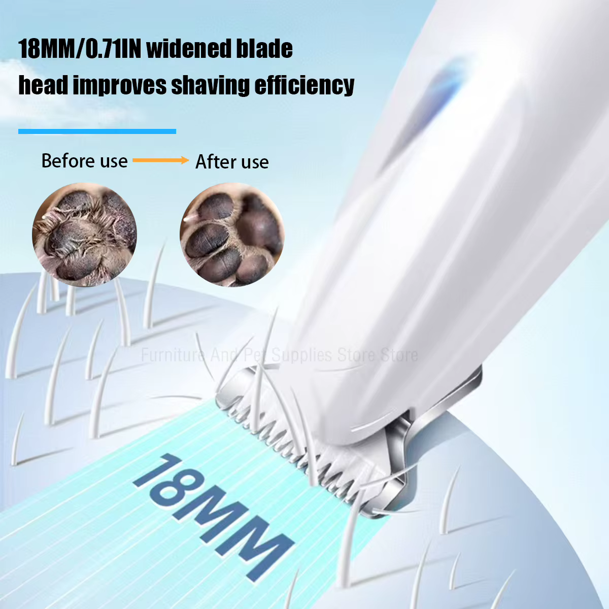 New Dog Paw Trimmer with LED Light Fully Waterproof Pet Hair Trimmer with LED Display Dog Clippers for Grooming 18mm Widen Blade — image 2