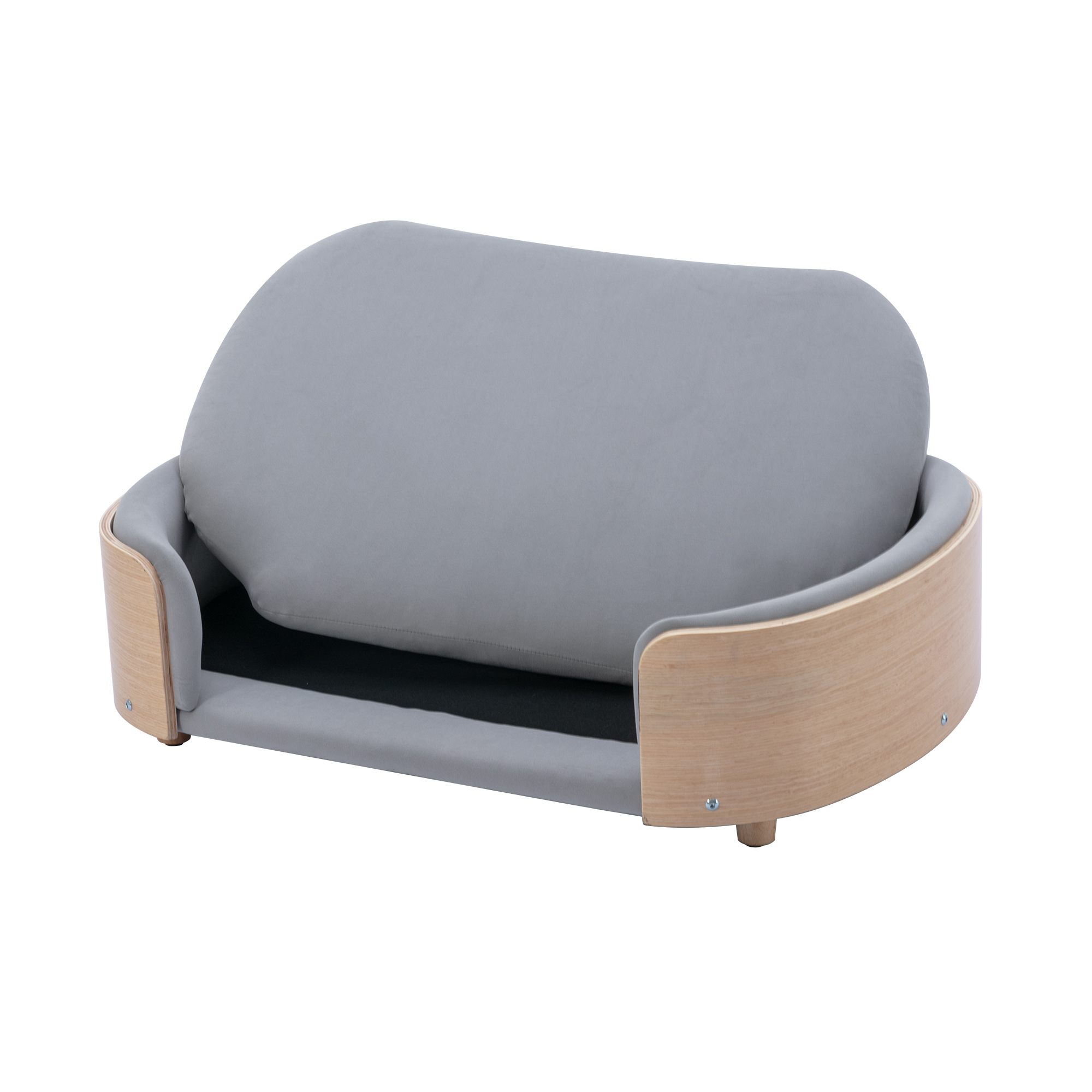 Scandinavian style Elevated Dog Bed Pet Sofa With Solid Wood legs and Bent Wood Back, Velvet Cushion, Large Size — image 24