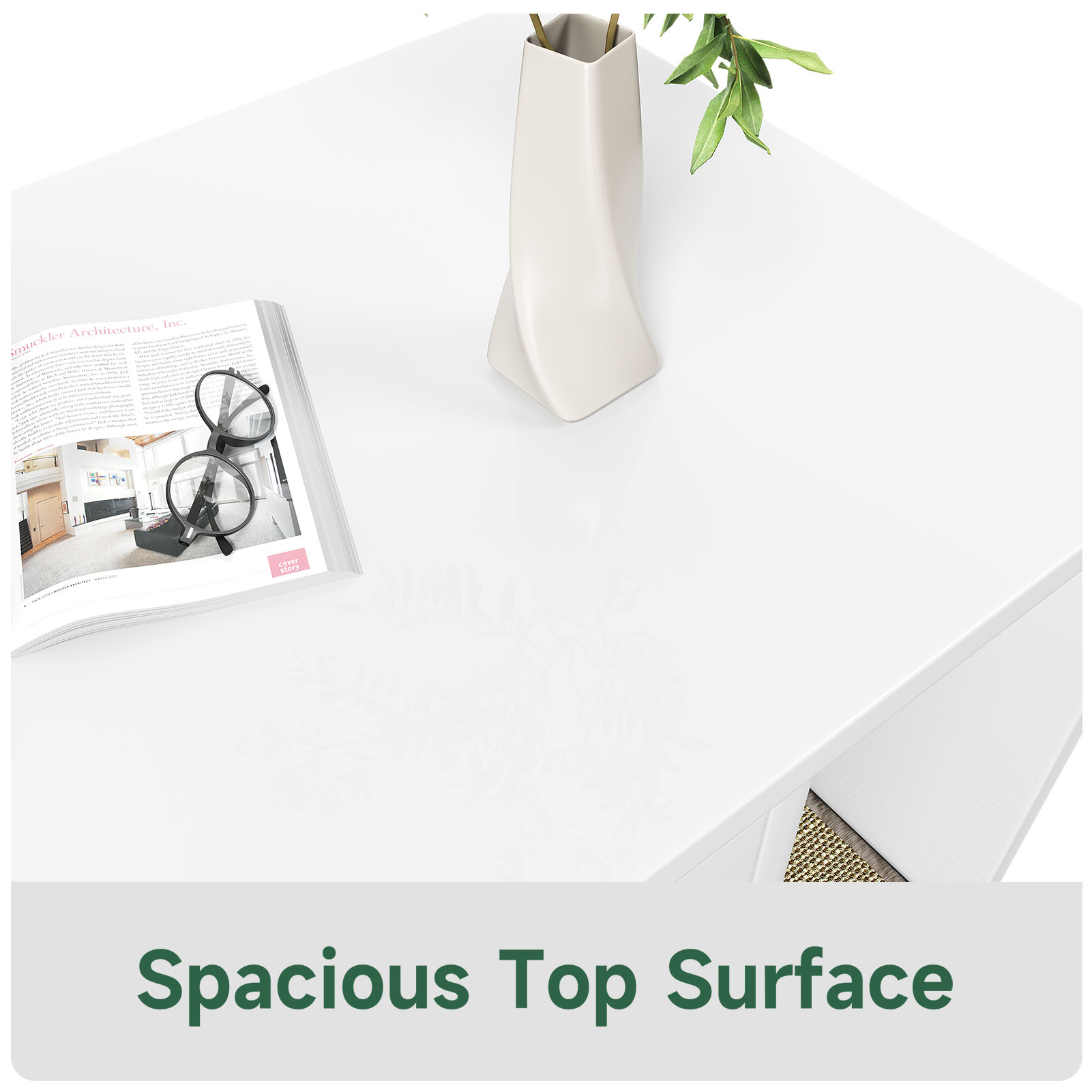 Caja de Limpieza para Gatos Multifuncional de Diseño Blanco Moderno Casa para Gatos con Lavabo y Mesa de Sílabo para Dormitorio y Salón — imagen 8