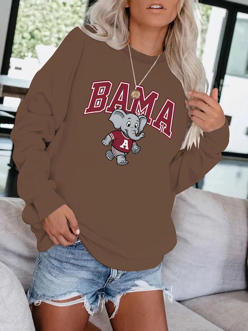Bama Elephant Printed Round Neck Velvet Hoodie — image 9
