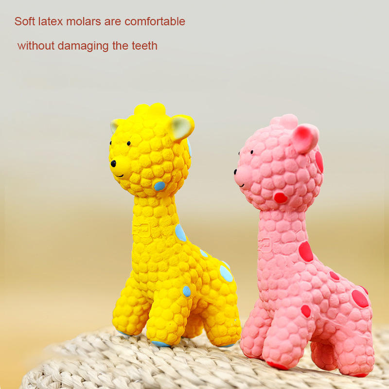 Latex pink deer yellow deer puppy interaction — image 5
