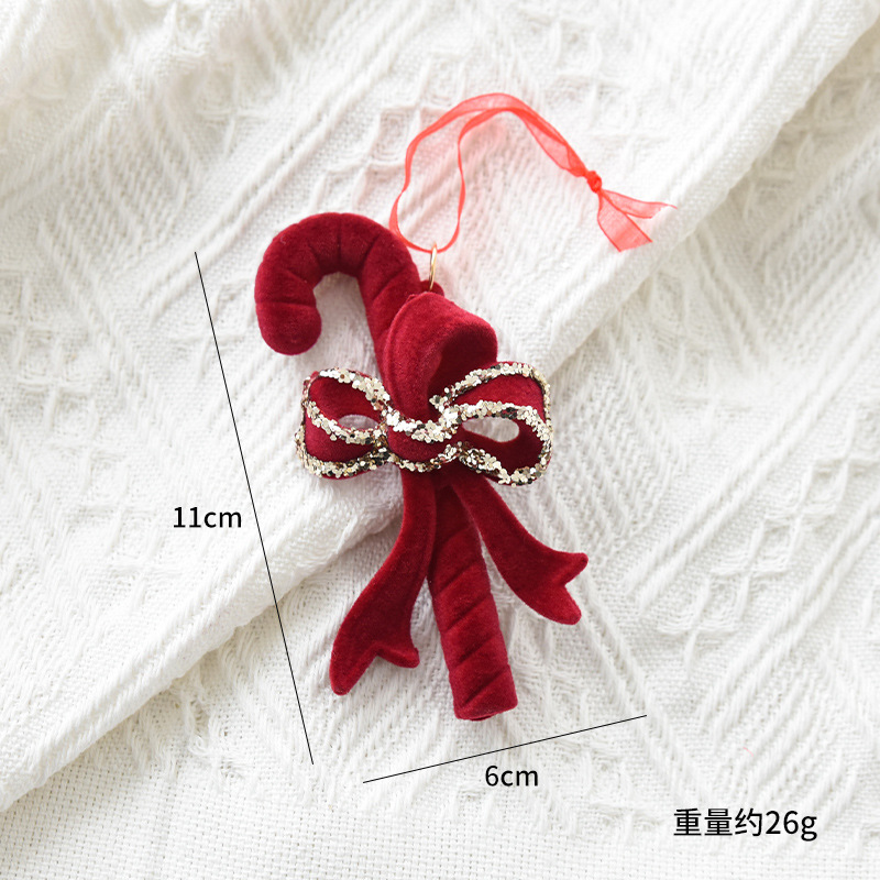 Christmas decoration red flocking elk bell pendant Christmas tree decoration ornaments — image 13