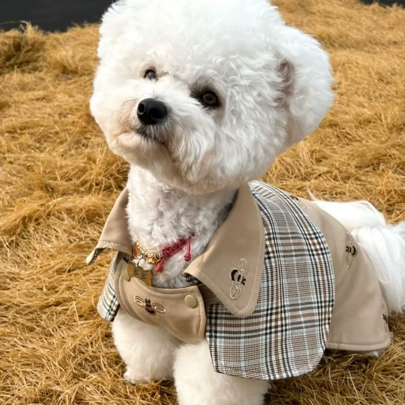 Ropa para Mascotas: Capa Vintage de Detective con Estampado de Corbata Inglesa a Rayas, Capa Exterior para Perros Pequeños, Capa Marrón para Cachorros — imagen 4