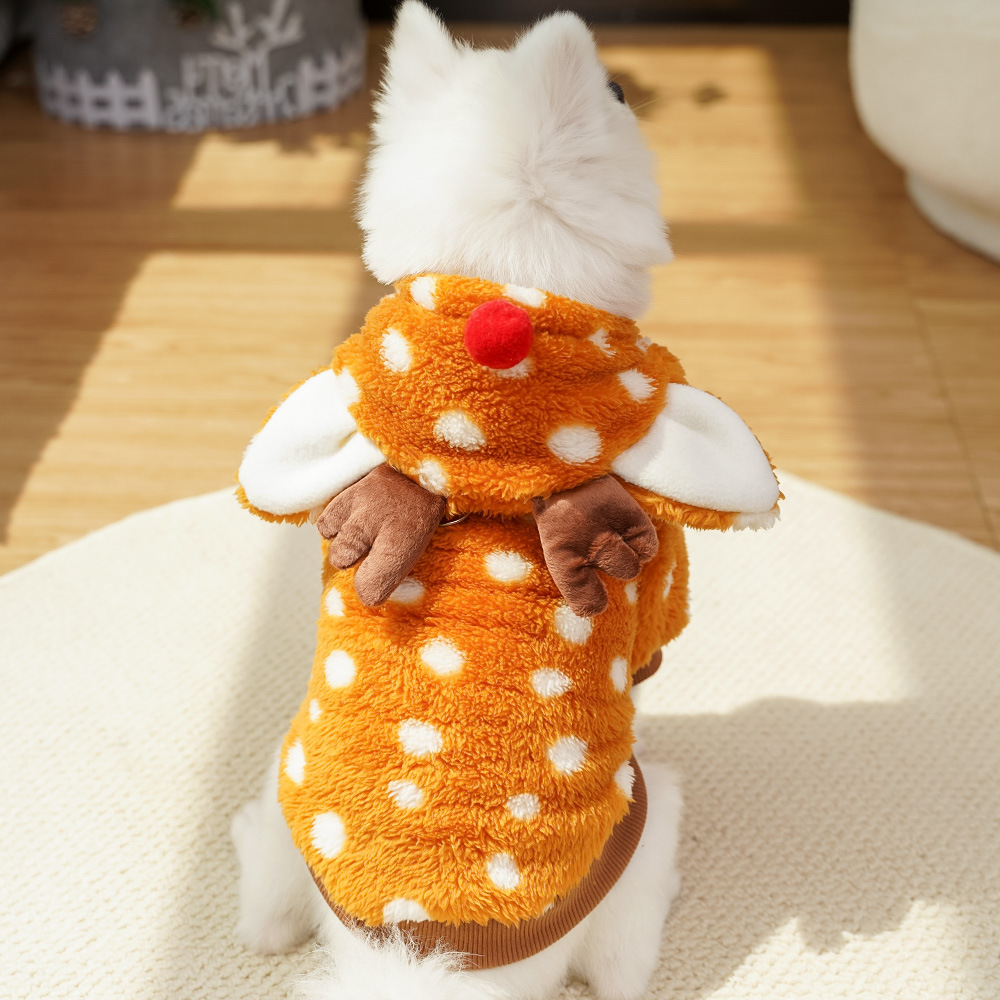 Pet Dog Cat Christmas Cat Clothes Elk Autumn and Winter Plush Medium Dog Fighting Cat Supplies Transformation Clothes — image 3