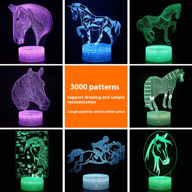 Horse Head Series Colorful Touch Remote Control 3D Table Lamp — image 11