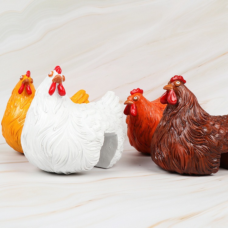 Ornamento de pollo de resina para jardín con ranura — imagen 7