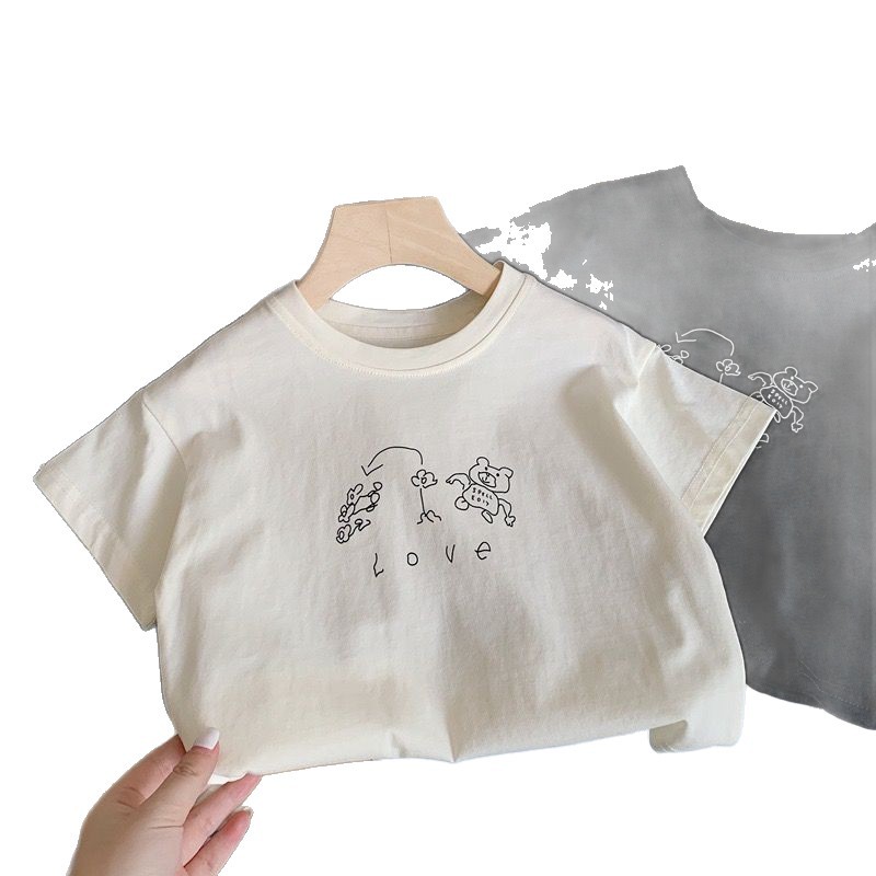 Children's Dinosaur Print Boy's Round Neck Loose White T-Shirt — image 2
