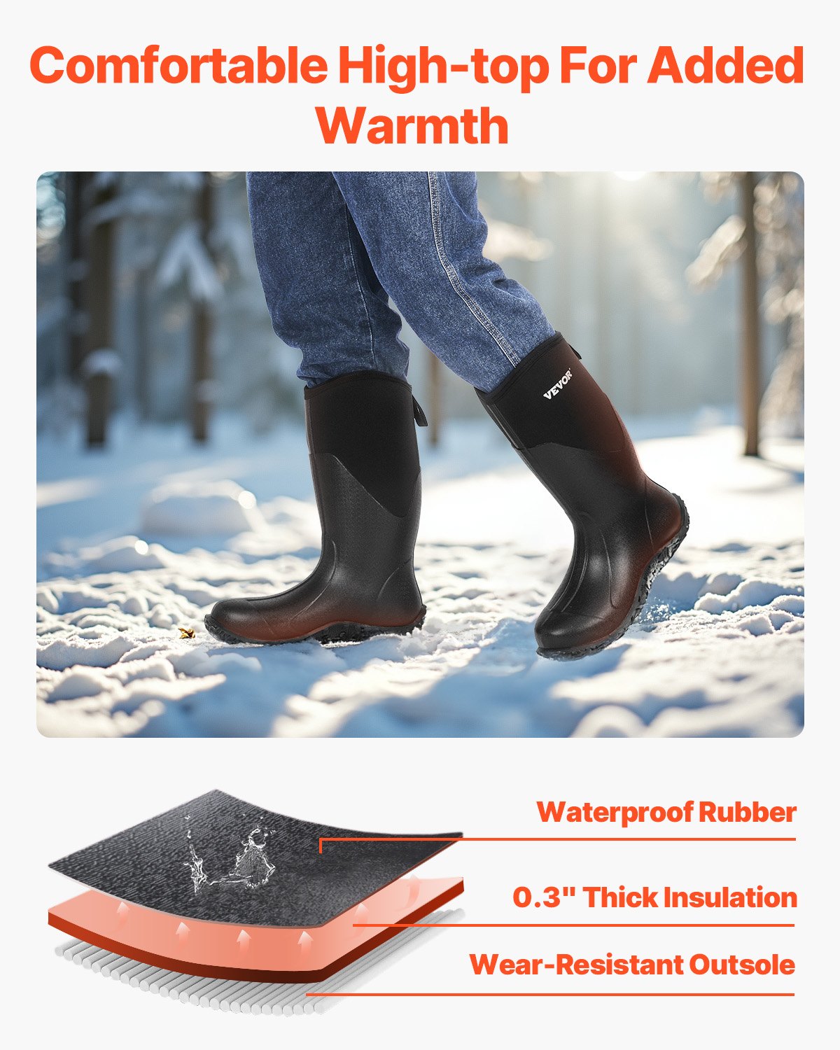 Botas de Goma para Hombres - Protección Total, Impermeables Antideslizantes para Caza y Jardinería, Botas Resistentes al Barro, Aisladas y Ligeros, Tamaño 12 EE.UU. — imagen 3