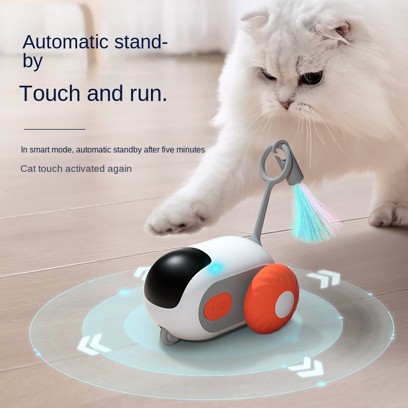 Pet Attraction Running Car Smart Toy Teaser Wand Feather Toy Autonomous Driving Mode — image 3