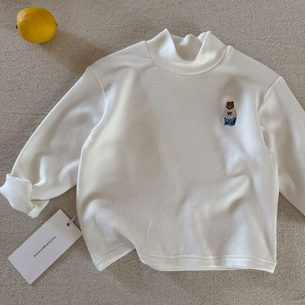Blend Children's Thermal Underwear Bear Embroidery Fun Warm Stretch Kids Long Sleeve T-Shirt — image 7