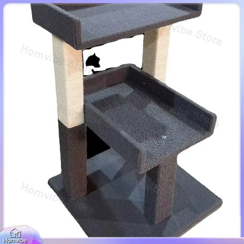 Large Wooden Cat Tree Tower with Scratching Posts Stable Multi Level Cat Climbing Frame Furniture Condo House for Indoor Cats — image 5