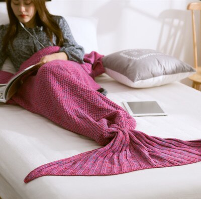 TONGDI Soft Warm Popular Fashionable Mermaid Fish Tail Knitting Blanket Gift For Girl Princess All Season Handmade Sleeping Bag — image 11