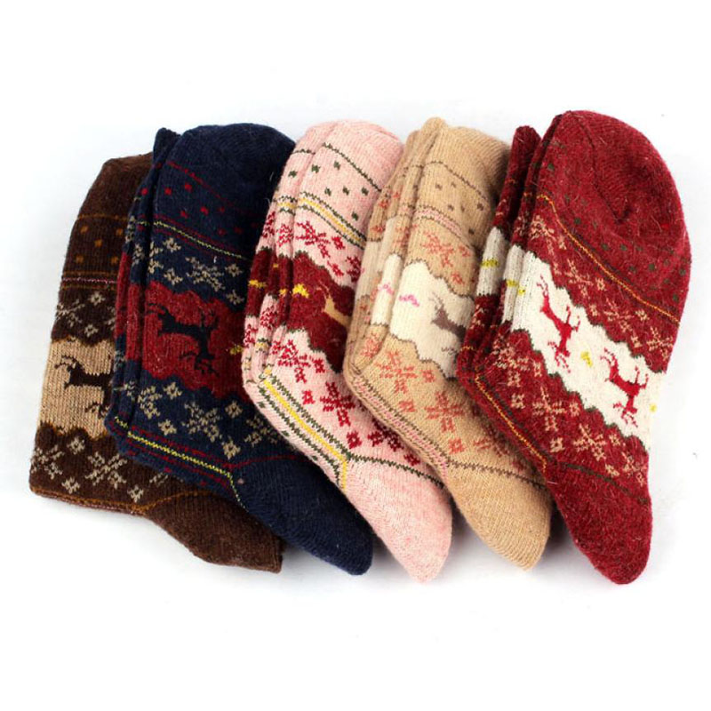 Christmas Deer Moose Design Casual Warm Winter Knit Wool Female Socks Christmas Decoration Supplies MR0022 — image 1