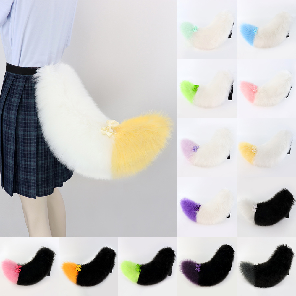 Cola de Animal para Manualidades de Halloween - Pluma Suave Multicolor Realista - Cola de Perro Lolita, Zorro o Accesorio de Convención — imagen 3