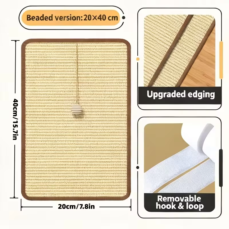 Standing Sisal Cat Scratcher with Hanging Ball, Space Saving Cat Furniture, Protect Sofa Chair Door, No Cat Tree Included — image 4
