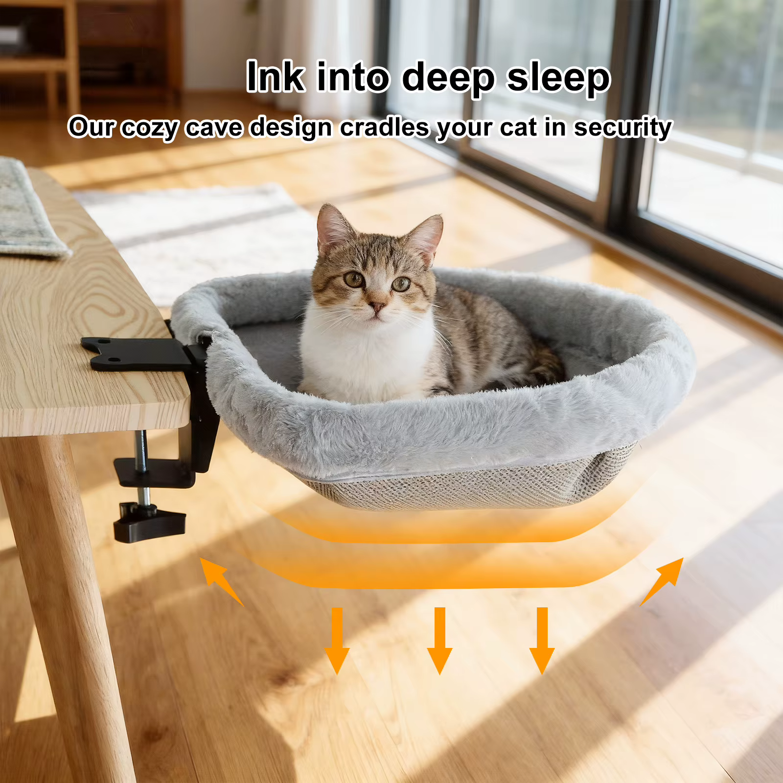 Gabinete de descanso para gatos plegable semicircular con sujeción no resbalosa: un nido cómodo y seguro para gatos en el hogar y oficina — imagen 1