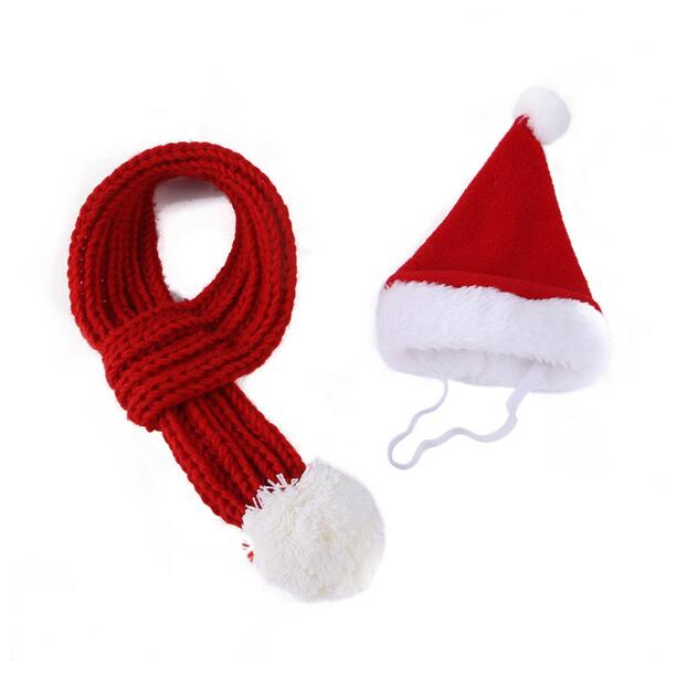Pet Christmas Hat and Scarf Set Polar Fleece Dog Christmas Set Of 2 Pieces — image 3
