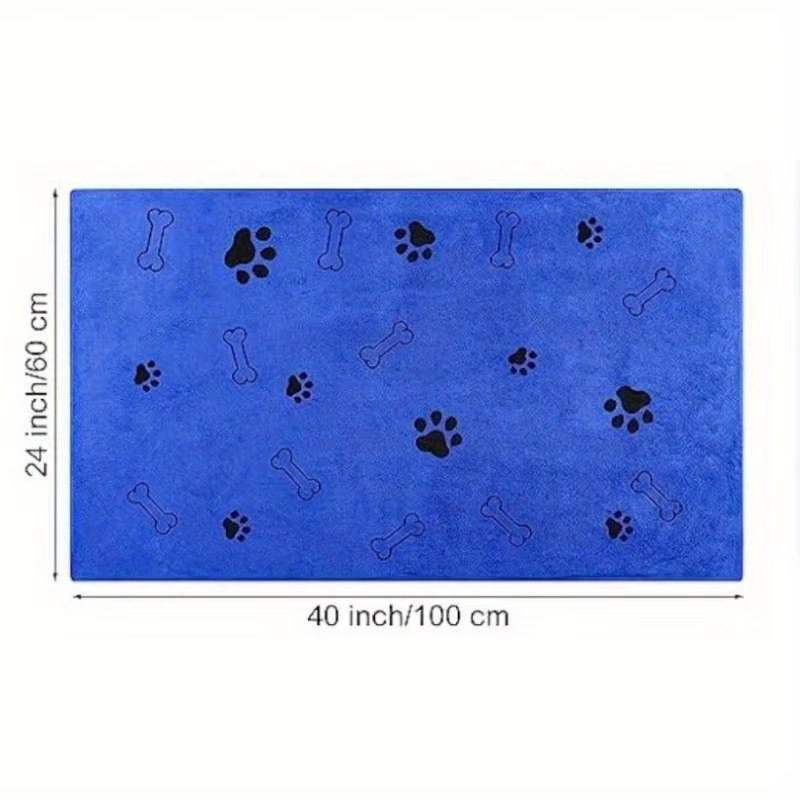 Quick-Dry Pet Towels for Medium Dogs - Soft, Absorbent Polyester with Fun Paw Print Design, Ideal for Bathing and Grooming — image 2