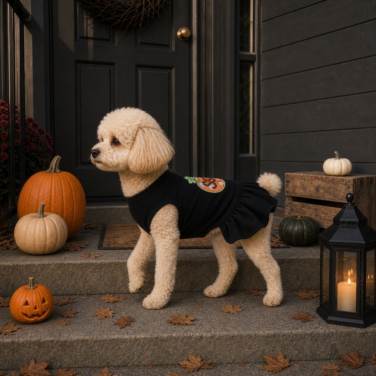 Disfraz de Halloween para Gatos y Perros, Vestido de Calabaza para Pomeranian — imagen 4