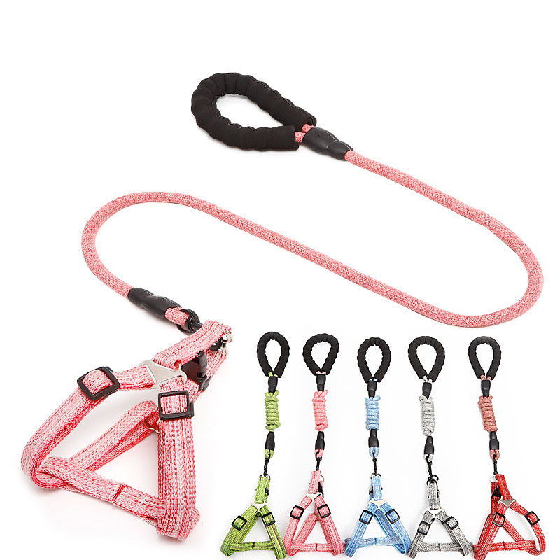Adjustable Explosion-Proof Chest Strap Dog Leash Plain Linen Round Rope Pet Leash — image 1