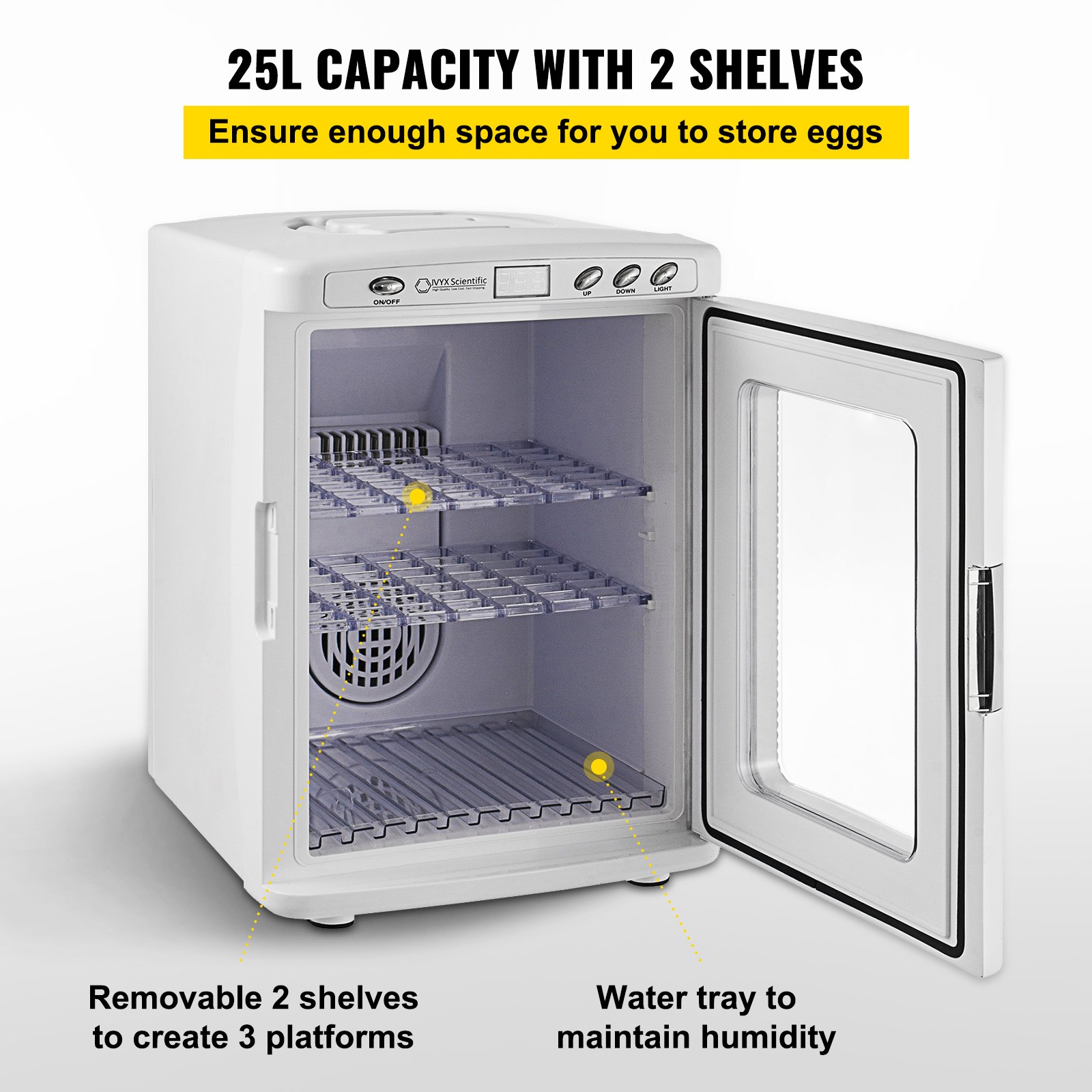 White Reptile Incubator 25L Scientific Lab Incubator Digital Incubator Cooling And Heating 5-42°C Reptile Egg Incubator 12V/110V Work For Small Reptiles — image 5