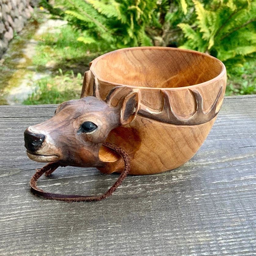 Taza de Madera Esculpidas a Mano - Kuksa Nórdica para Camping y Café — imagen 8