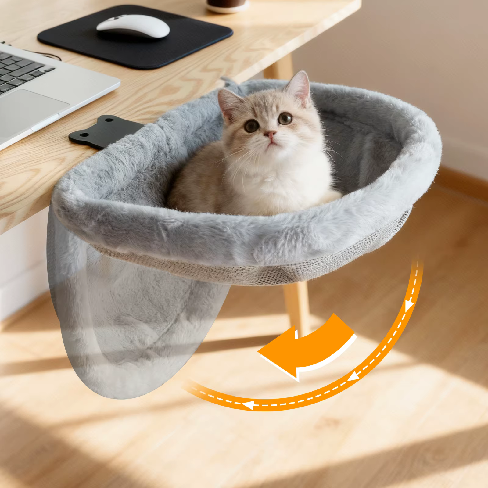 Gabinete de descanso para gatos plegable semicircular con sujeción no resbalosa: un nido cómodo y seguro para gatos en el hogar y oficina — imagen 6