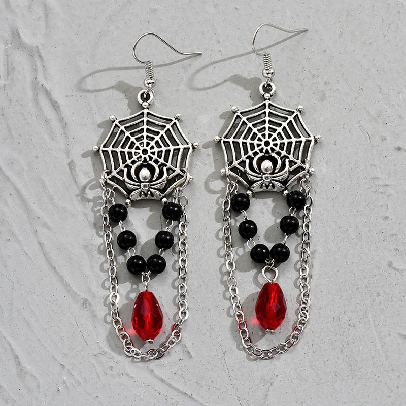 Pendientes de telaraña de araña con cadena hueca geométrica, estilo retro gótico, para mujeres, múltiples capas — imagen 5
