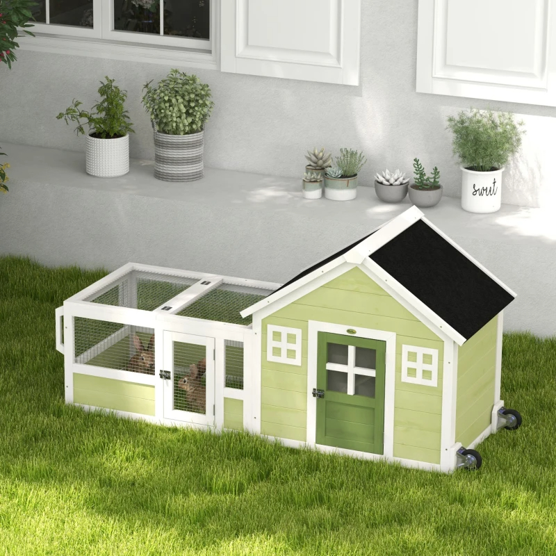 Rabbit Hutch With Asphalt Roof, Handle, Wheels, Multicolo — imagen 7