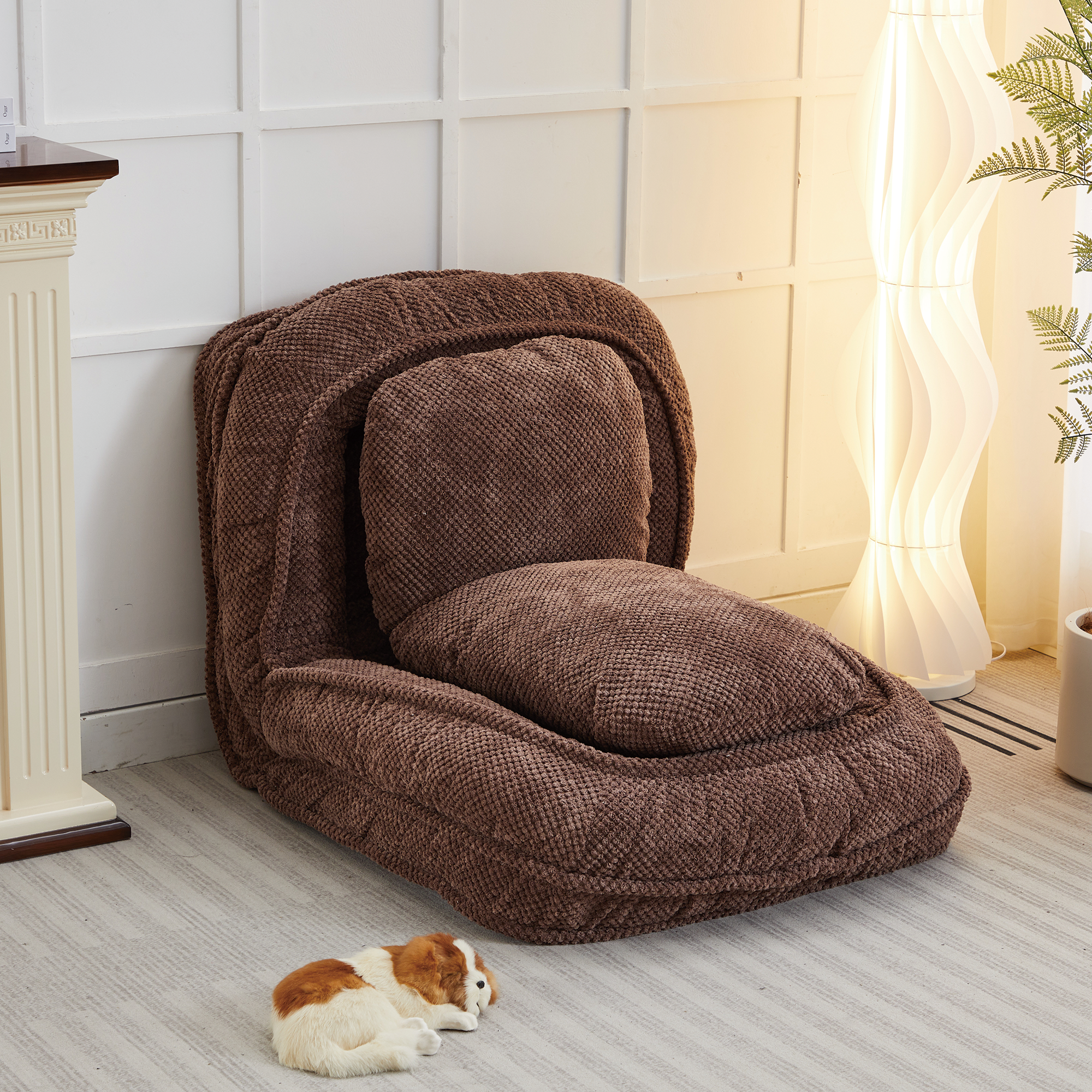 Silla de Pelo para Perros, Sofá Relajante con 5 Posiciones Ajustables, sentarse, dormir, plegable, ideal para sala de estar, dormitorio, diseño ahorrador de espacio, marrón — imagen 11