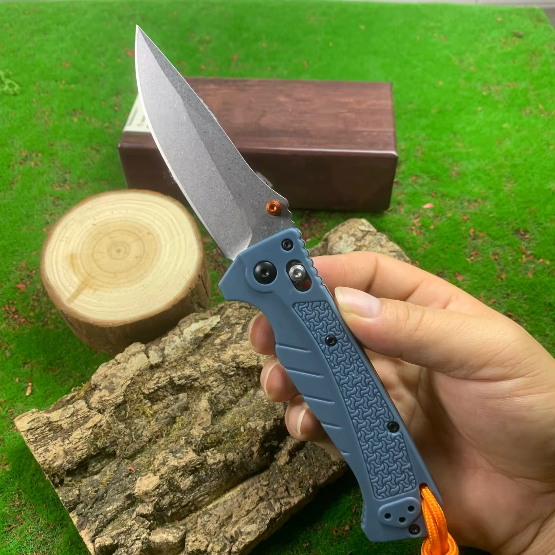 BM18060 Folding Pocket Knife Blue Handle CPM MAGNACUT Blade Nylon Fiber Handle Gift Knife US Warehouse Custom Retail — image 3