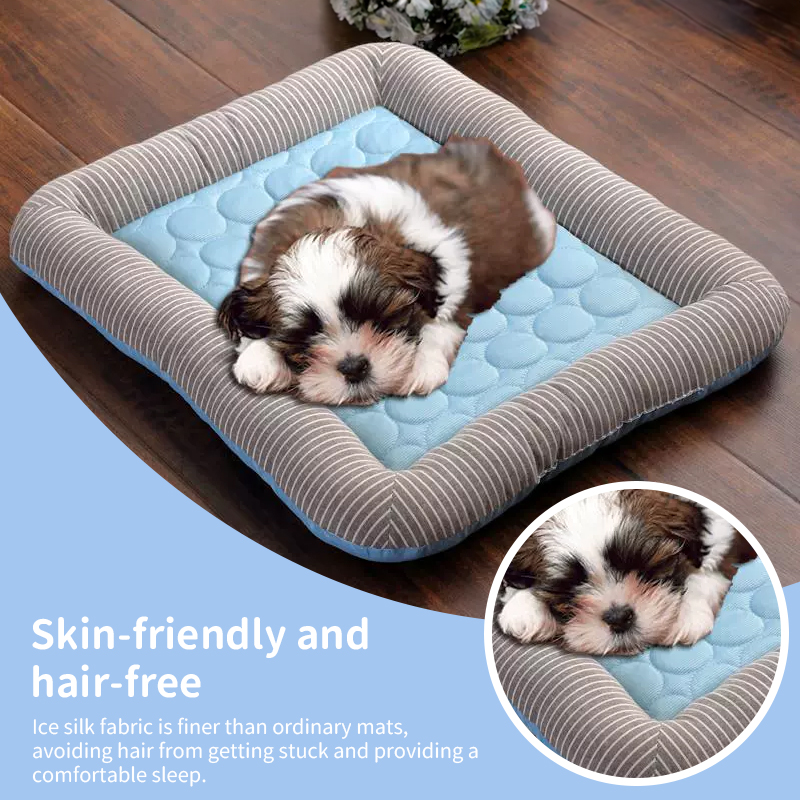 Cooling pet mats for dogs & cats (puppies/kittens): ice silk, breathable, soft summer pads in pink/blue — image 6