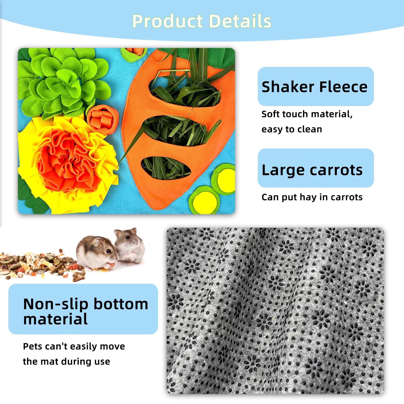Small Pet Snuffle Mat, Rabbit Foraging Mat, Hamster Scent TrainingBlanket, Slow Feeder for Dogs & Rabbits — image 4