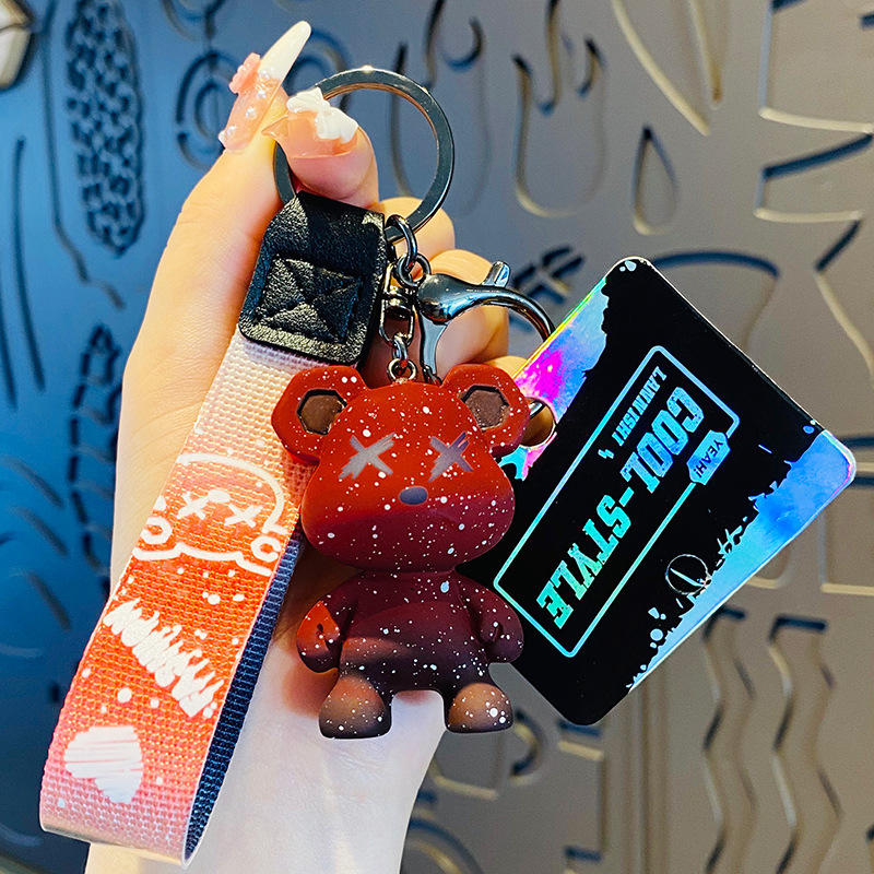 Creative Cartoon Cool Tide Gradient Bear Doll Chameleon Bear Key Chain Couple Bag Pendant Car Accessories — image 5