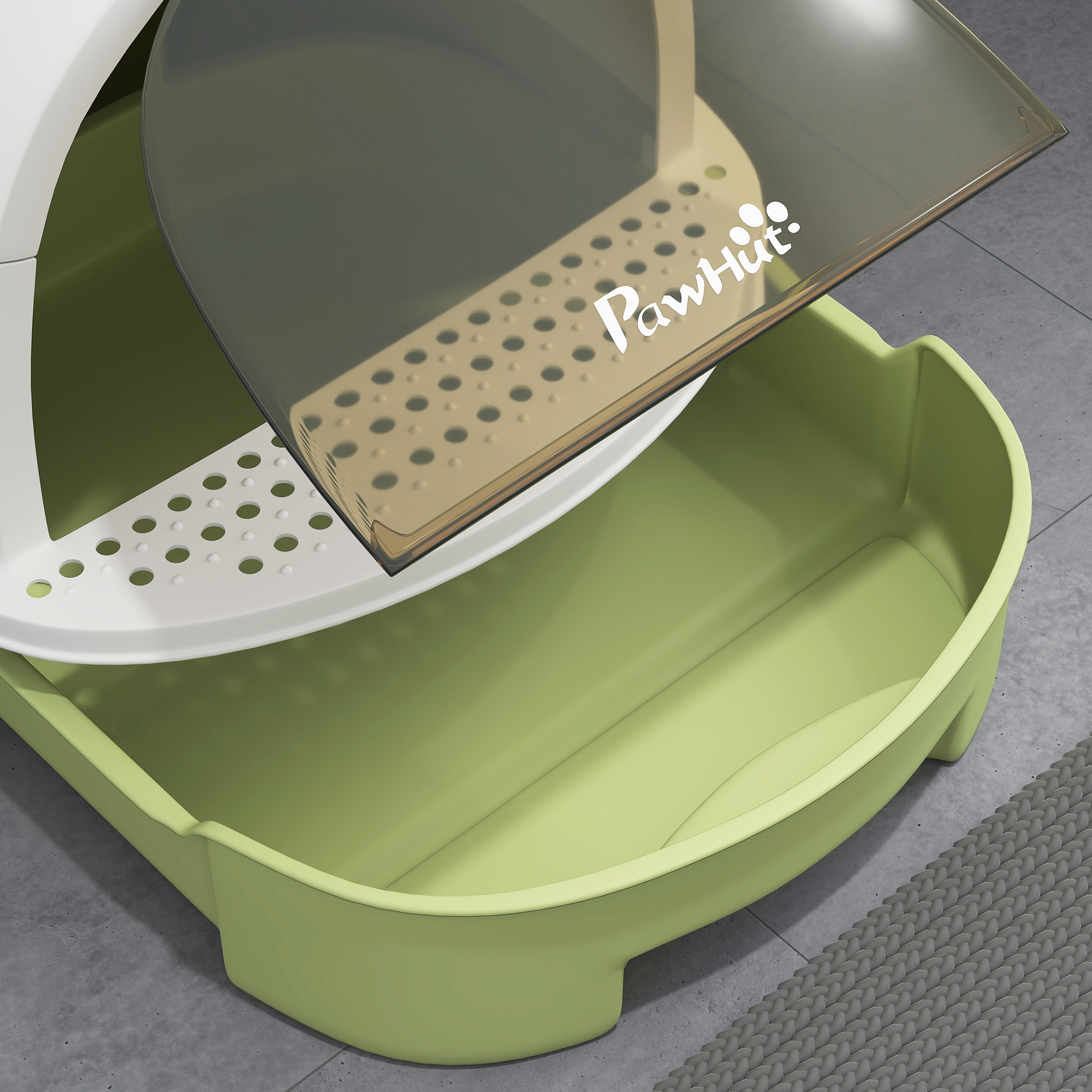 Caja de Arena para Gatos con Puerta y Bolsas Desodorizantes, Escudo Privacidad, Fácil Limpieza, Verde — imagen 5