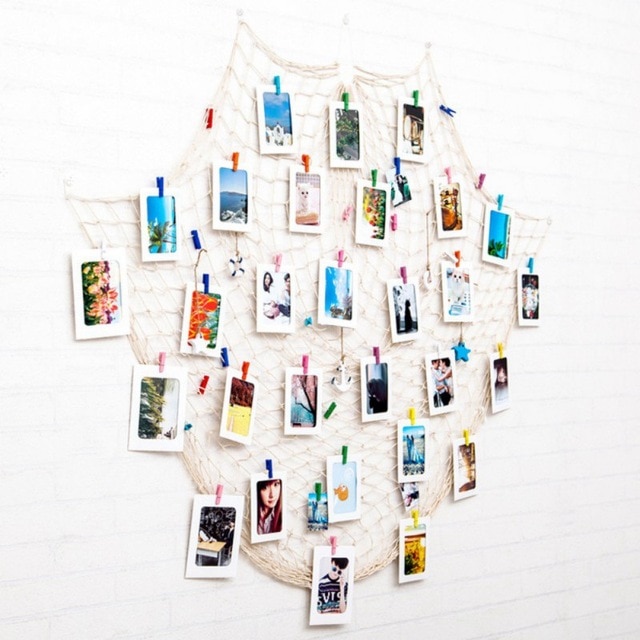 DIY Hanging Picture Photo Frame Display with Clip and Fishing Net Rope Wall Decor Props Wall Decor Photo Frame Set — image 8