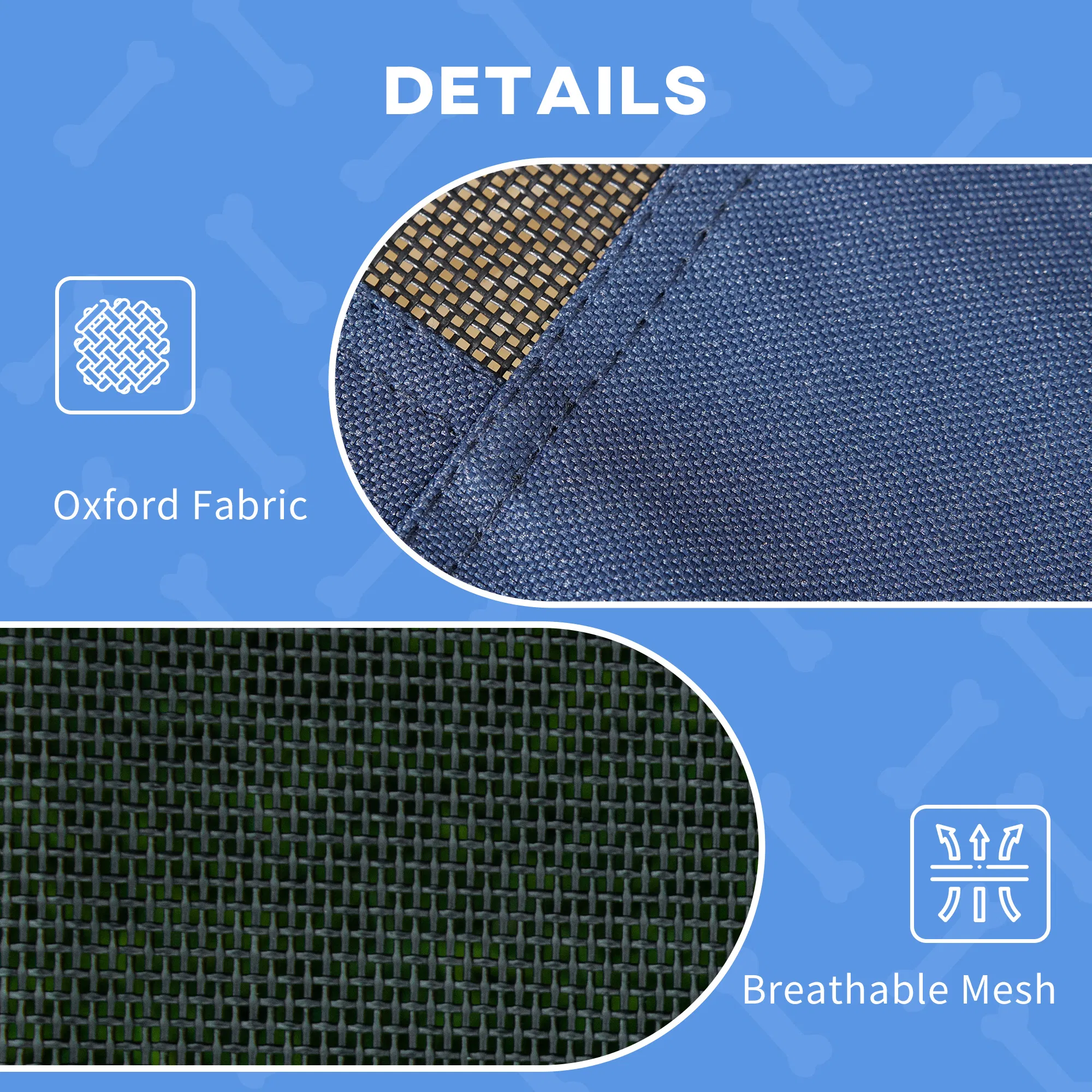 Elevated Dog Bed with Canopy, Portable Raised Dog Cot for L Sized Dogs, Indoor & Outdoor, 36" x 30" x 35", Dark Blue — image 3